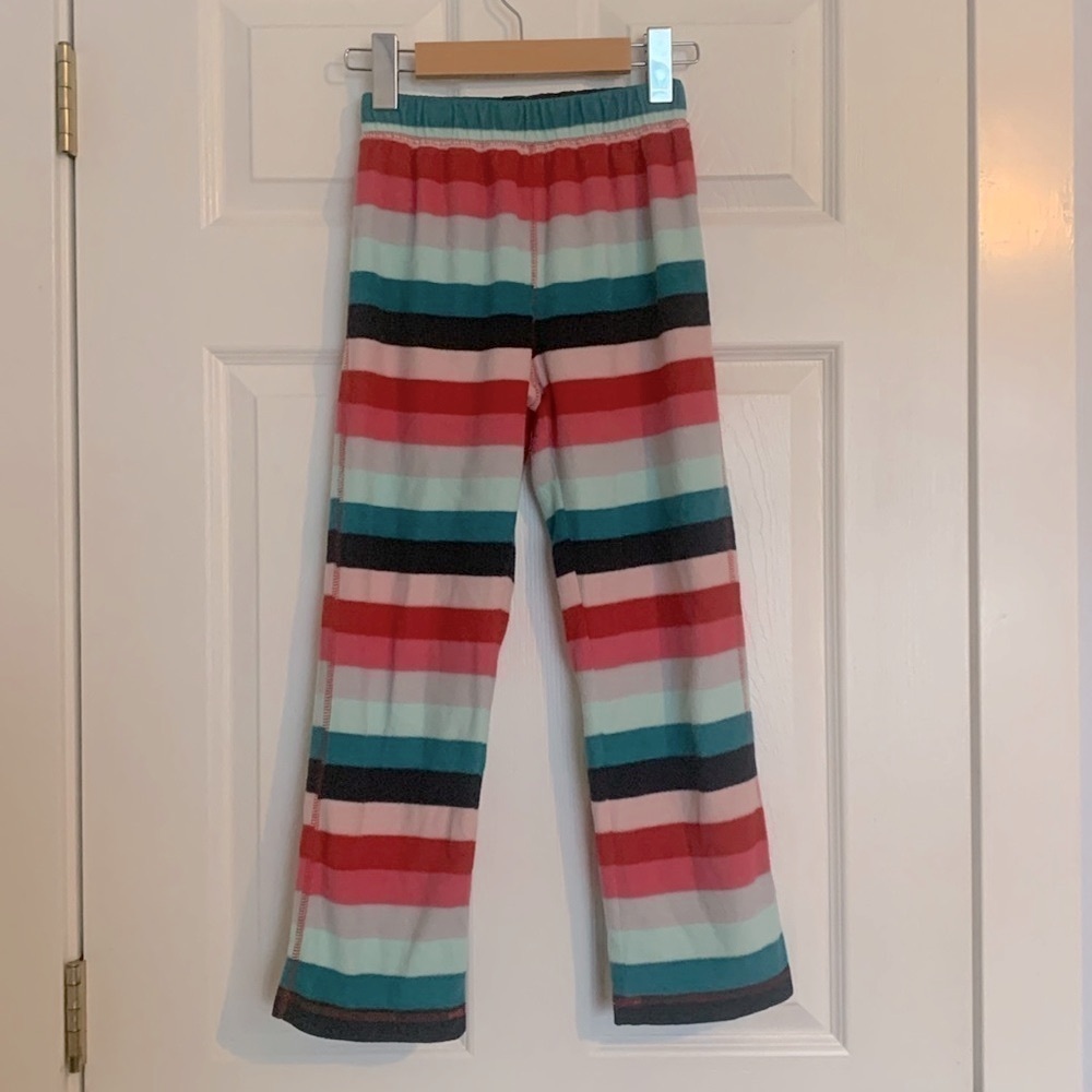GAP KIDS Pajama Pants Crazy Stripe Sleepwear Girls Size 8 Fuzzy Fleece warm fun